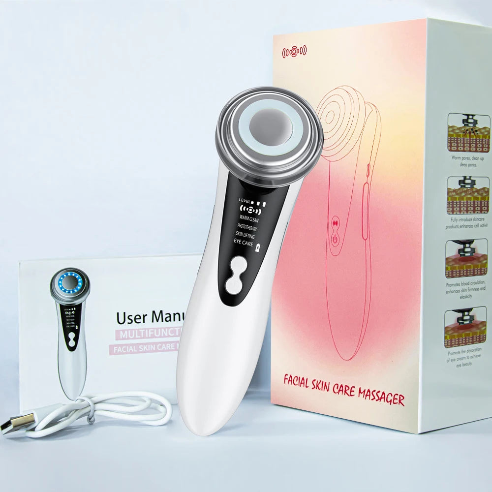 EMS Micro Current Facial Lifting Device LED Skin Rejuvenation Wrinkle Remover Anti-Aging Vibration Beauty Care USB Charging