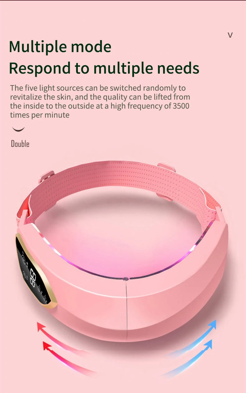 LED Photon Therapy Facial Vibration Massager Slimming Lifting Device Heated Double Chin Face V Lifter Rechargeable Beauty Tool