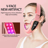 LED Photon Therapy Facial Vibration Massager Slimming Lifting Device Heated Double Chin Face V Lifter Rechargeable Beauty Tool