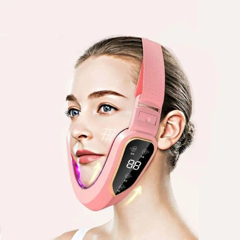 LED Photon Therapy Facial Vibration Massager Slimming Lifting Device Heated Double Chin Face V Lifter Rechargeable Beauty Tool