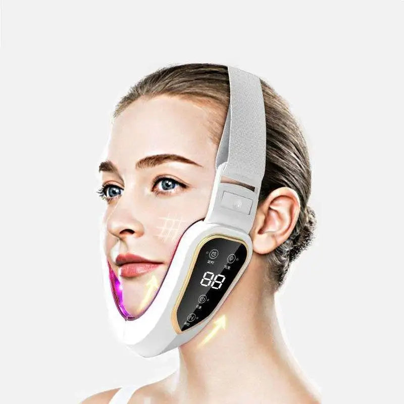 LED Photon Therapy Facial Vibration Massager Slimming Lifting Device Heated Double Chin Face V Lifter Rechargeable Beauty Tool